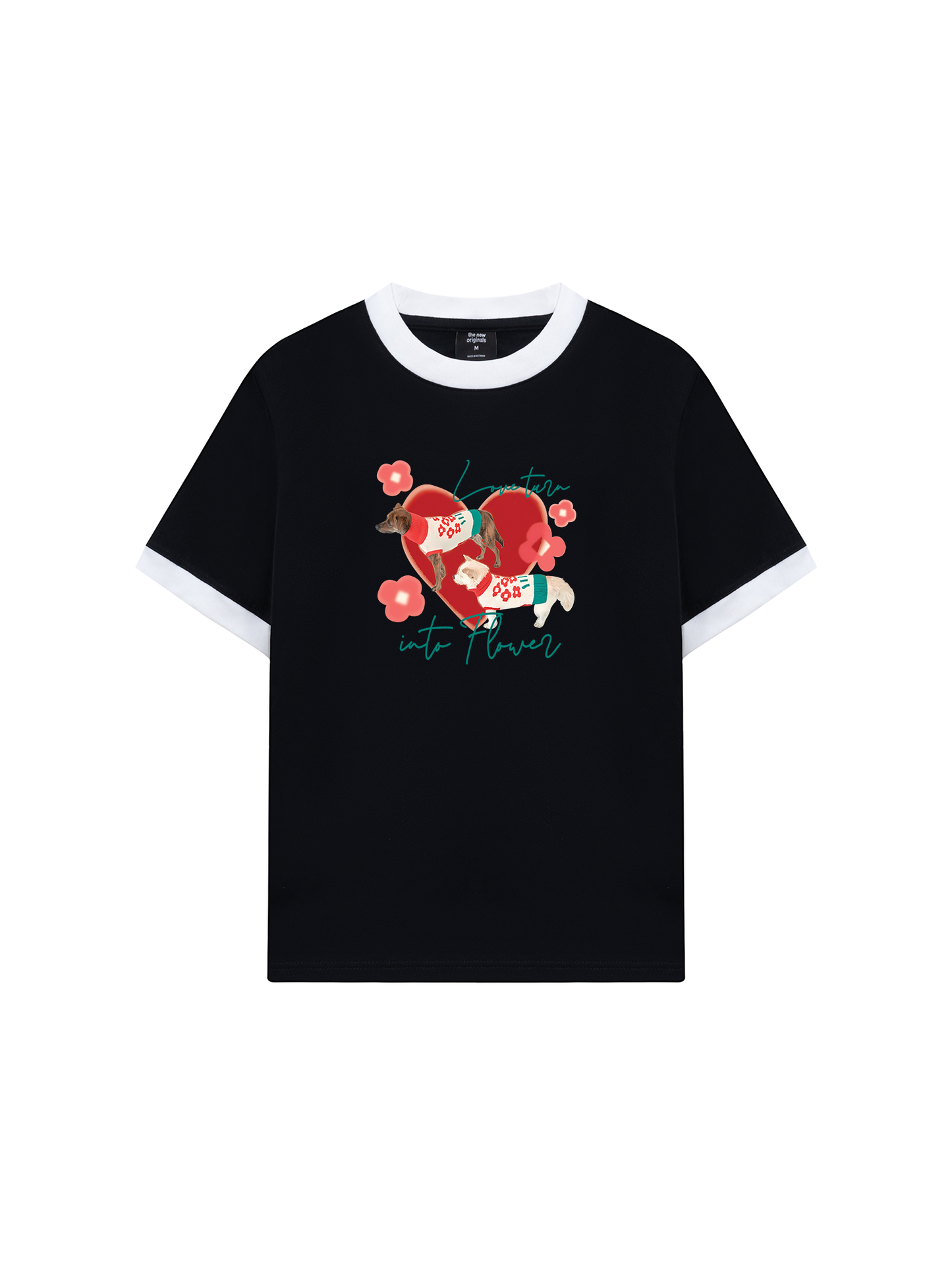 Áo Thun Ringer Relaxed Fit Animal Mood Love Turr Into Flower