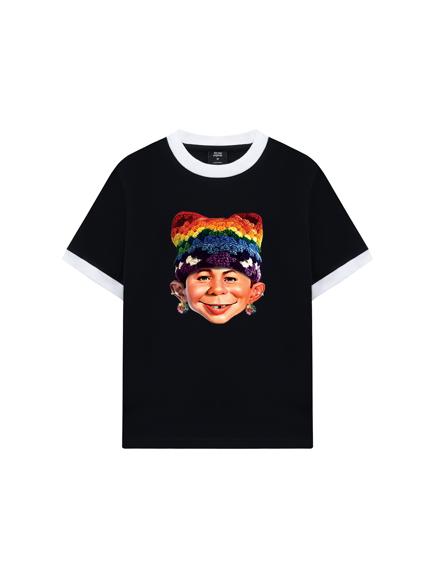 Áo Thun Ringer Relaxed Fit Bad Boy & Rainbow Crochet Hat