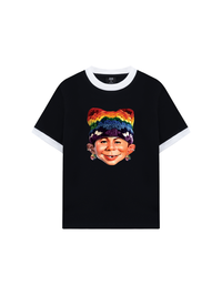 Áo Thun Ringer Relaxed Fit Bad Boy & Rainbow Crochet Hat