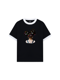 Áo Thun Ringer Relaxed Fit Colorful Diamond Hairpin Afro Girl