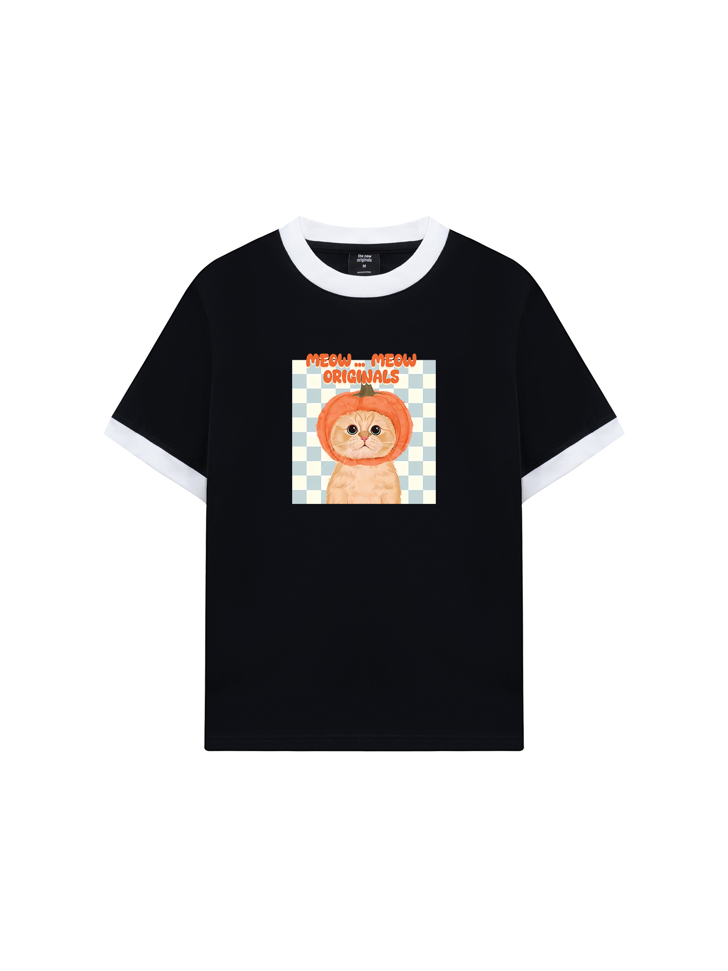 Áo Thun Ringer Relaxed Fit Animal Meow Pumpkin