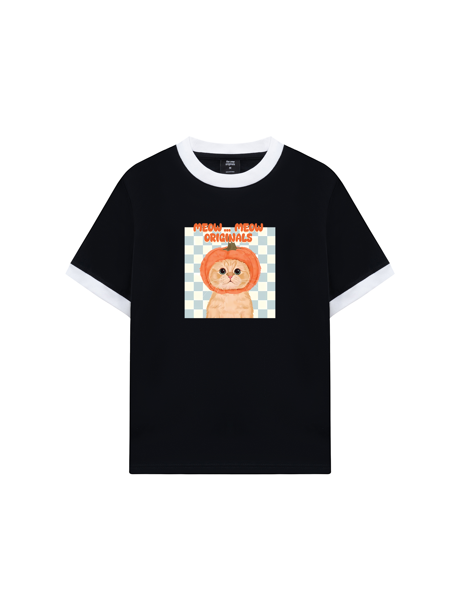 Áo Thun Ringer Relaxed Fit Animal Meow Pumpkin