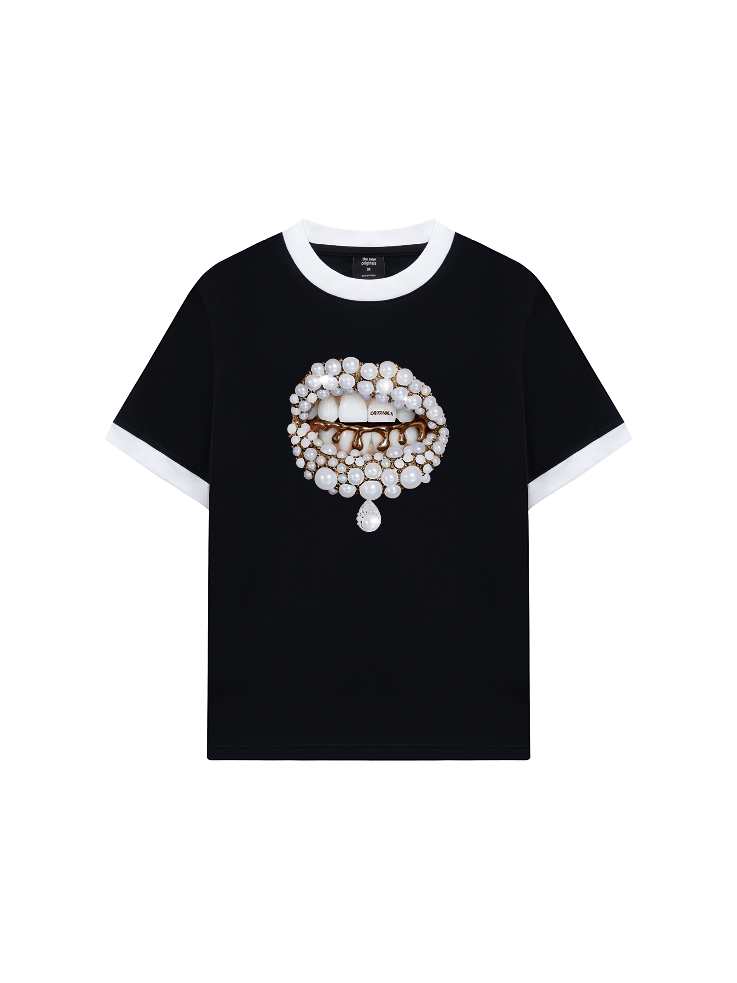 Áo Thun Ringer Relaxed Fit Art Pearl Lip Black