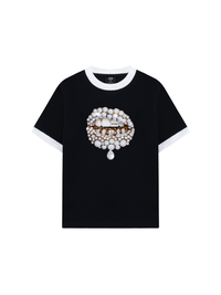 Áo Thun Ringer Relaxed Fit Art Pearl Lip Black