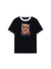 Áo Thun Ringer Relaxed Fit Crazy Cat