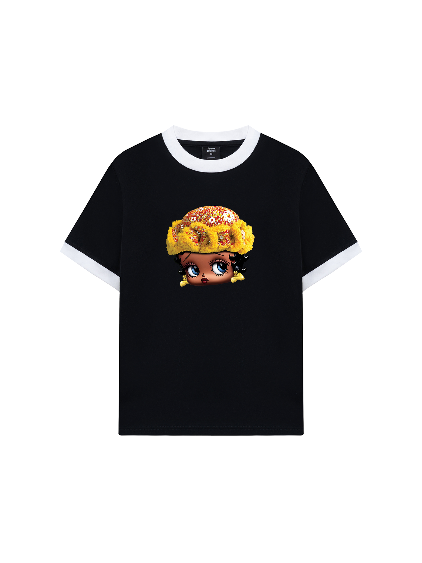 Áo Thun Ringer Relaxed Fit Flower Sun Knit Hat Cartoon Head