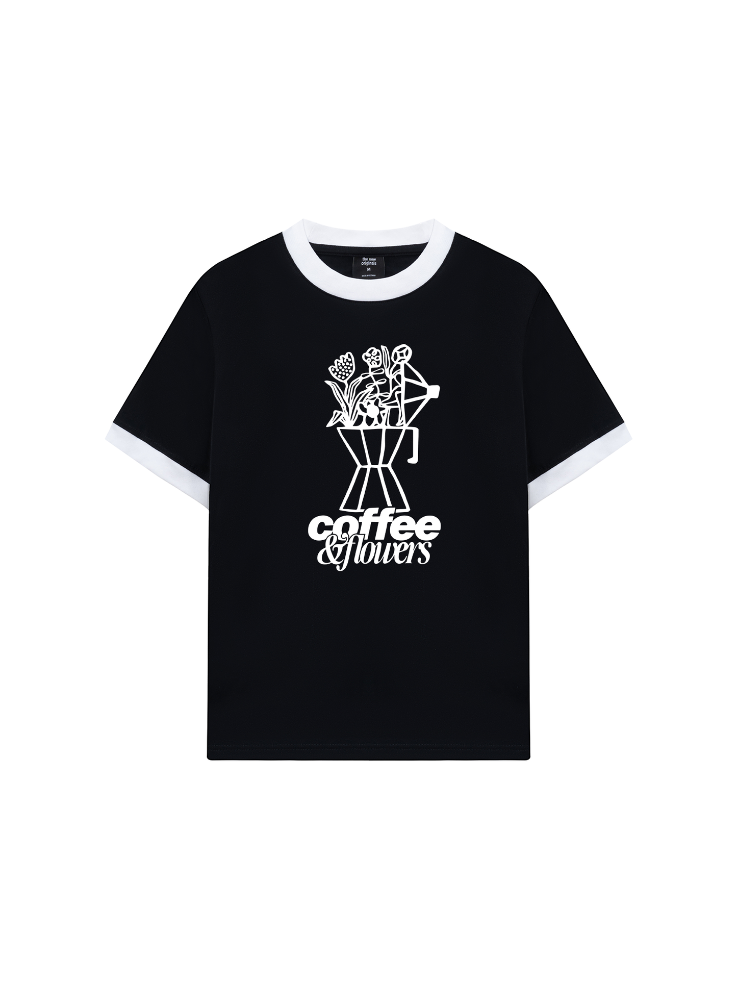 Áo Thun Ringer Relaxed Fit Coffee & Flowers Oversized