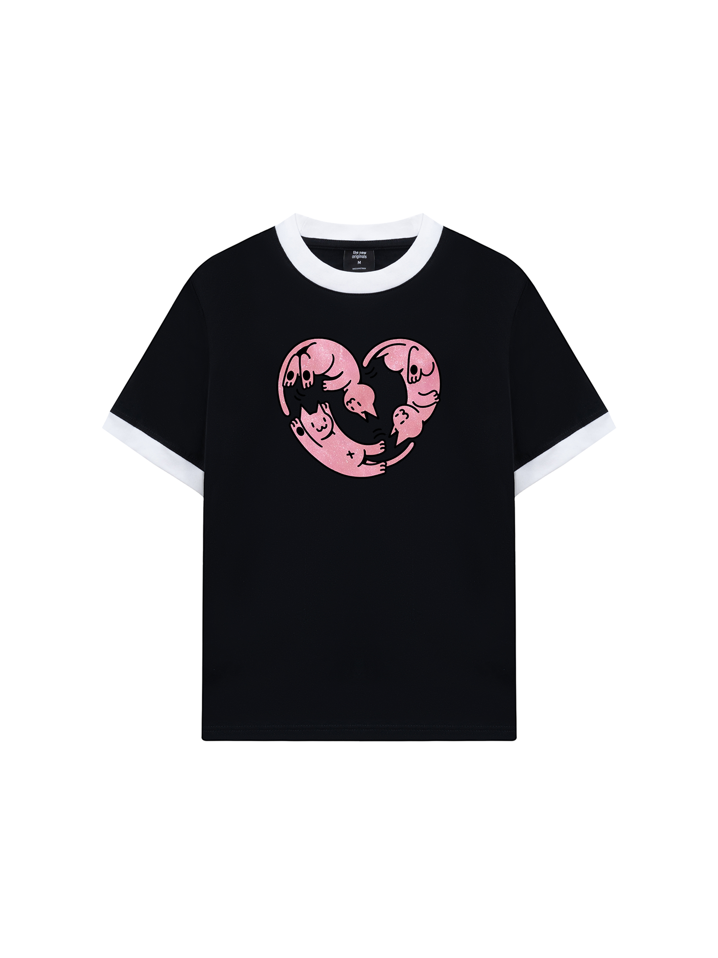 Áo Thun Ringer Relaxed Fit Meow Meow Heart