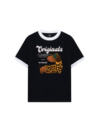 Áo Thun Ringer Relaxed Fit Leopard Dachshund