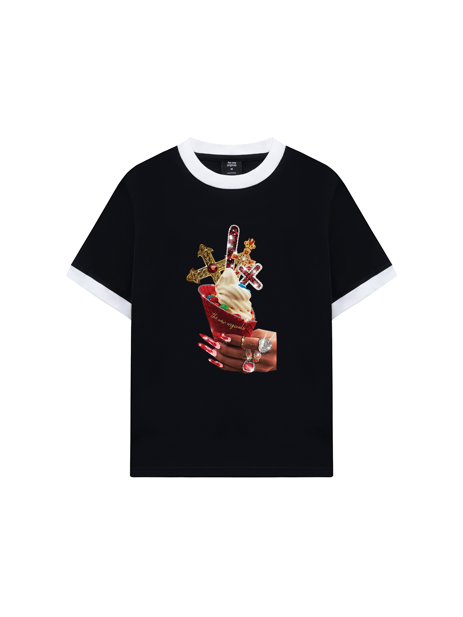 Áo Thun Ringer Relaxed Fit Gem Cross Ice Cream