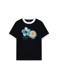 Áo Thun Ringer Relaxed Fit Summer Vibes Souble Blue Flower