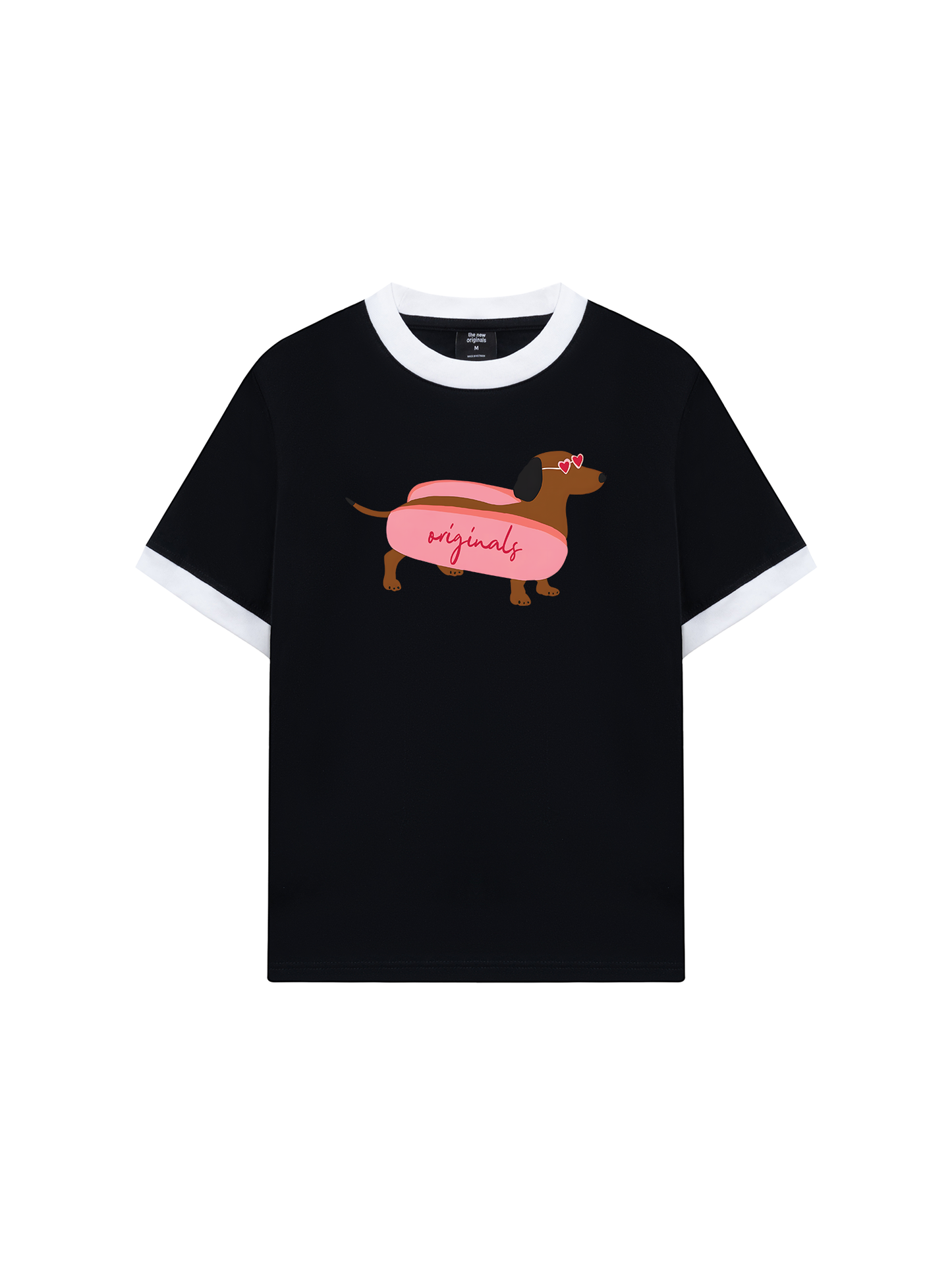 Áo Thun Ringer Relaxed Fit Pink Dachshund