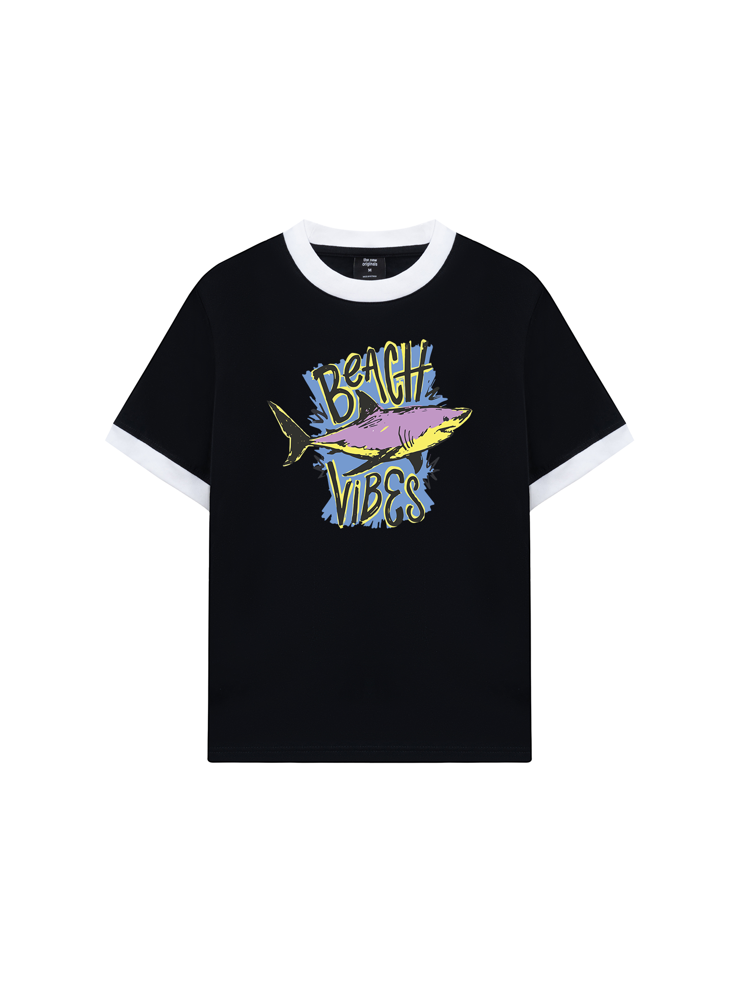 Áo Thun Ringer Relaxed Fit Ocean Beach Vibes Shark