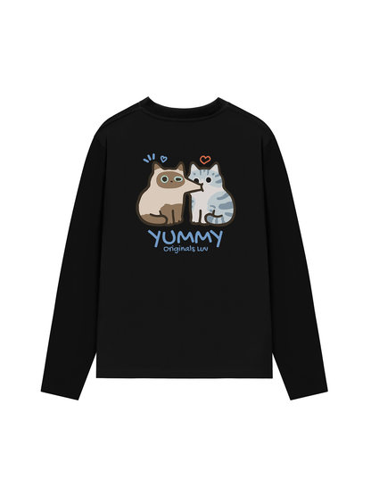 Áo Thun Dài Tay Yummy Luv Cat Couple