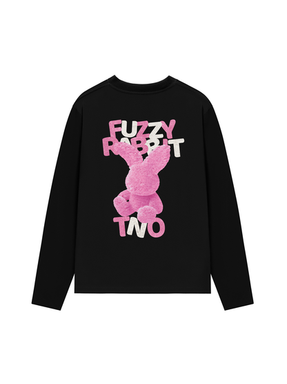 Áo Thun Dài Tay Pink Fuzzy Font Rabbit