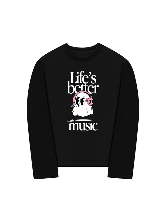 Áo Thun Dài Tay Life_s Better With Music