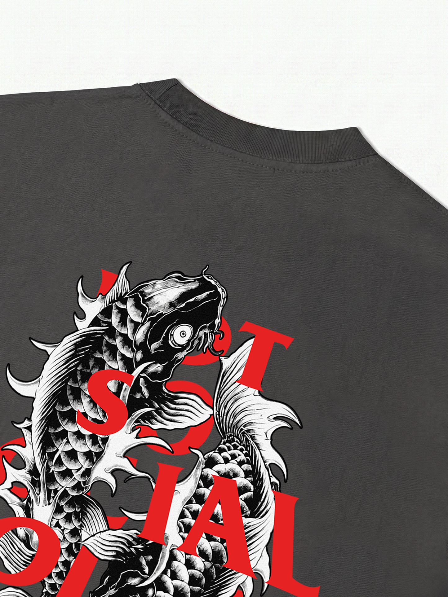 Áo Thun Relaxed Fit Not So Social Today Dark Koi Harmony