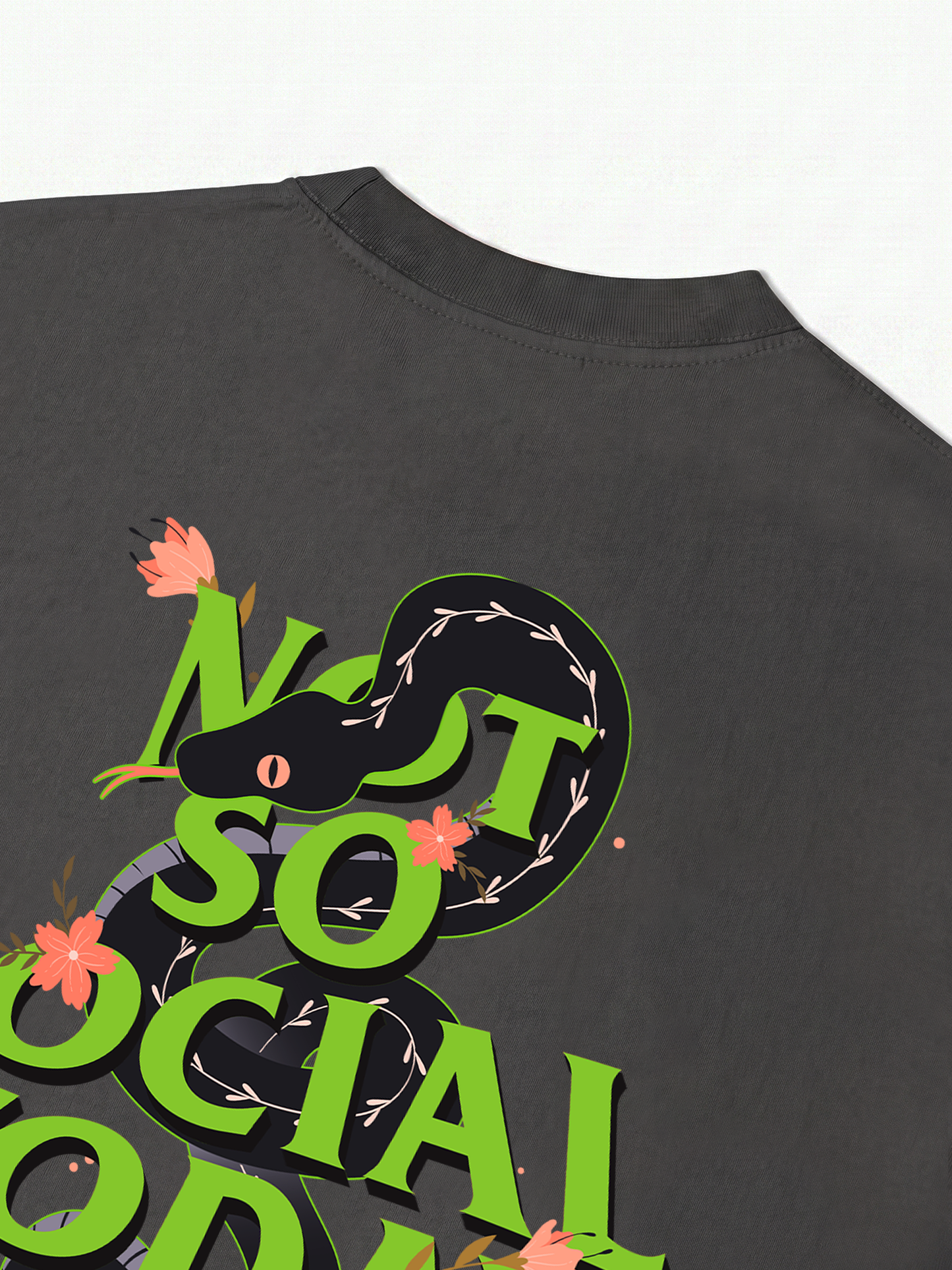 Áo Thun Relaxed Fit Not So Social Today Cherry Snake