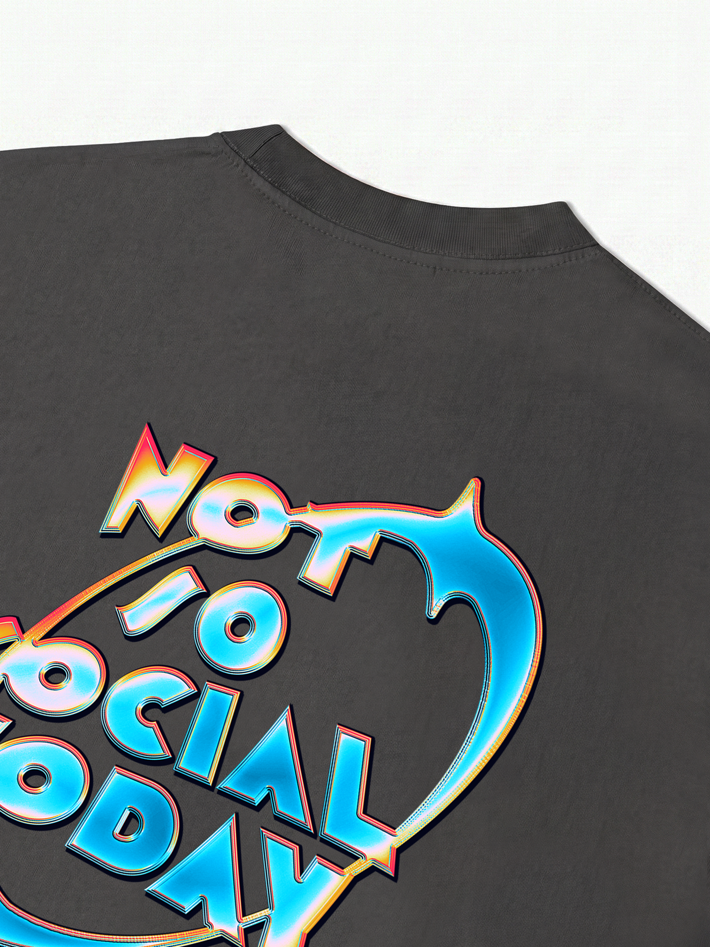Áo Thun Relaxed Fit Not So Social Today Neon Holographic