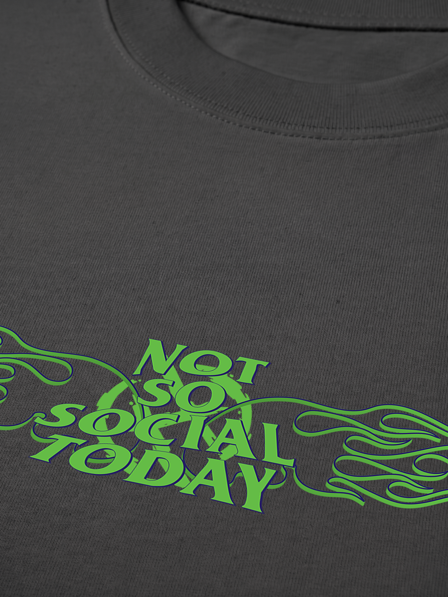 Áo Thun Relaxed Fit Not So Social Today Green Fire