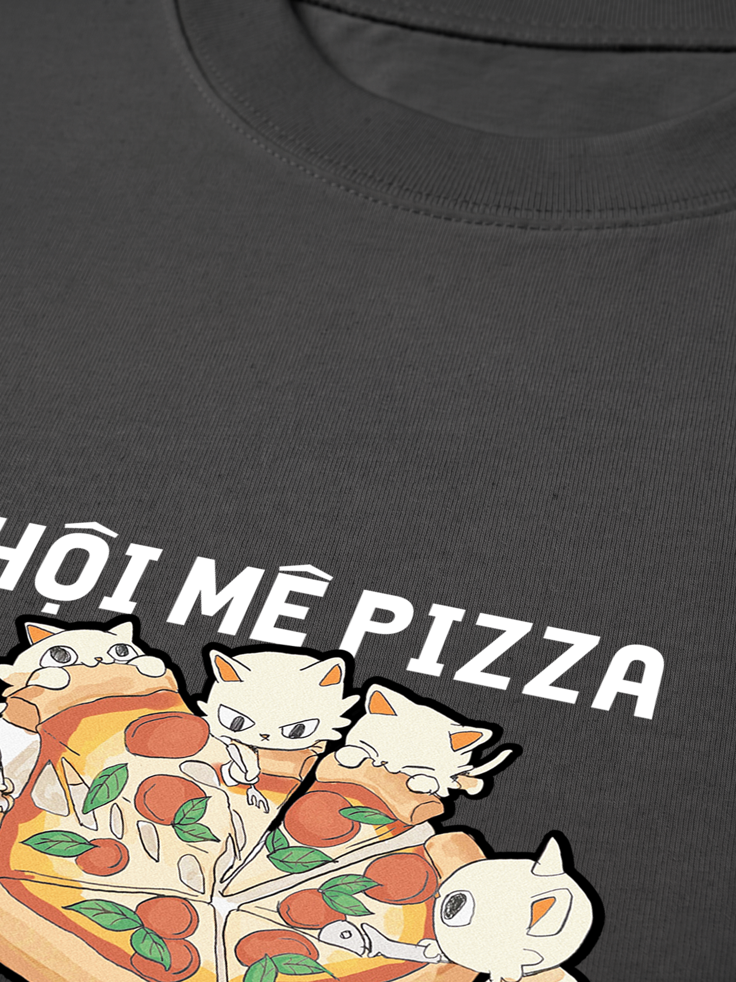 Áo Thun Relaxed Fit Hội Mèo Mê Pizza