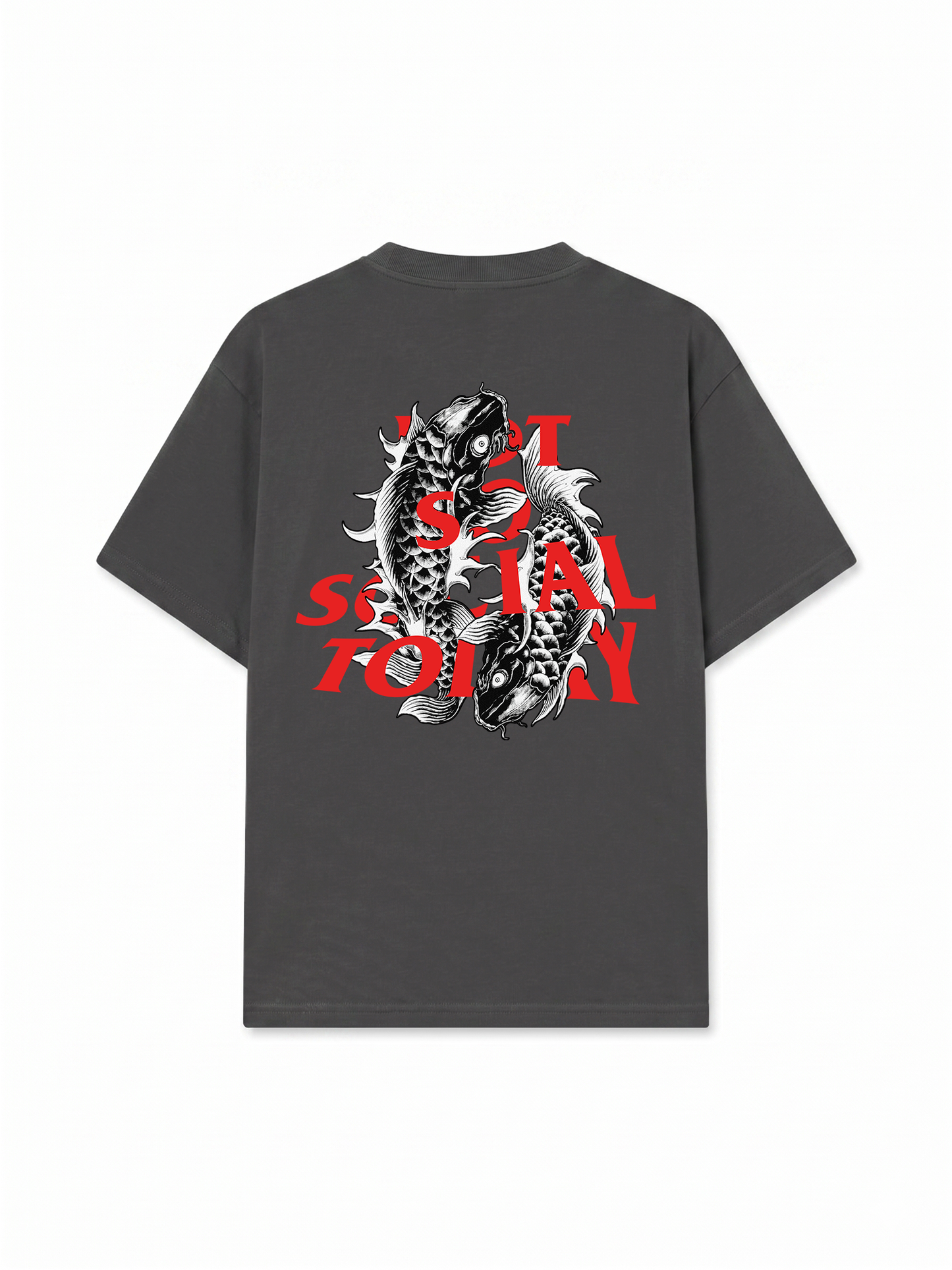 Áo Thun Relaxed Fit Not So Social Today Dark Koi Harmony