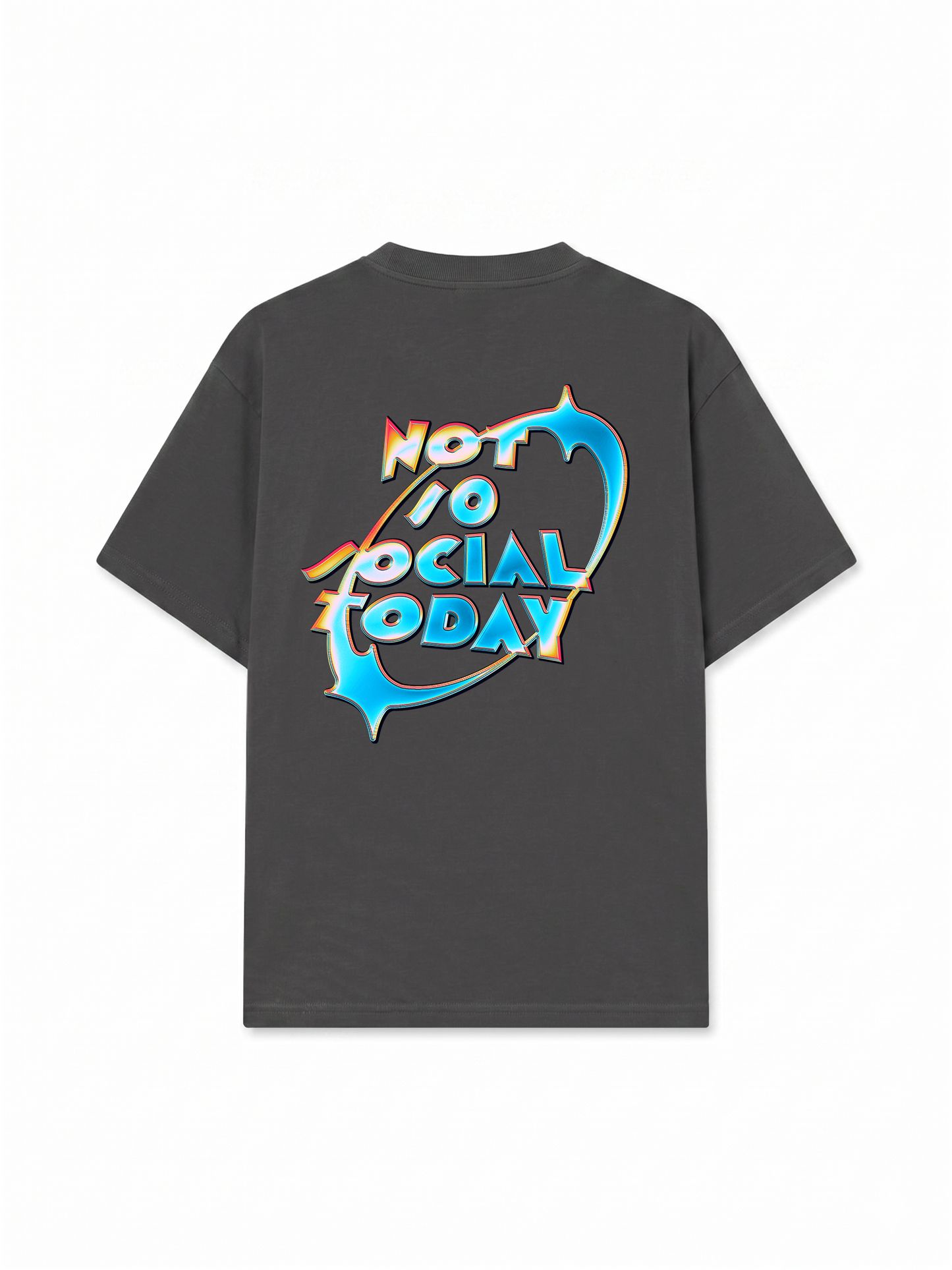 Áo Thun Relaxed Fit Not So Social Today Neon Holographic