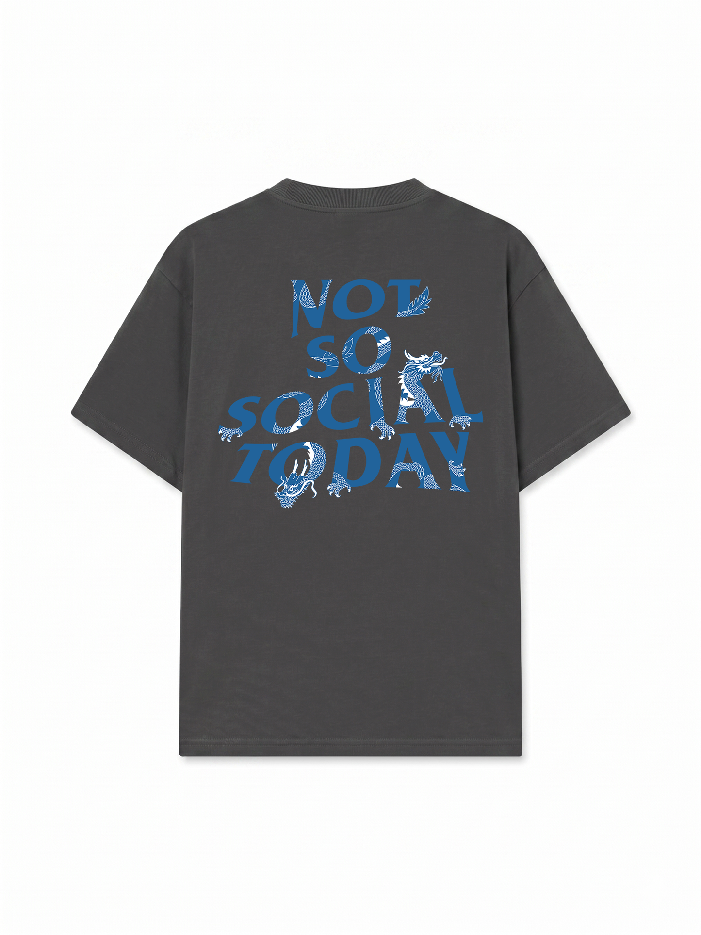 Áo Thun Relaxed Fit Not So Social Today Blue Dragon