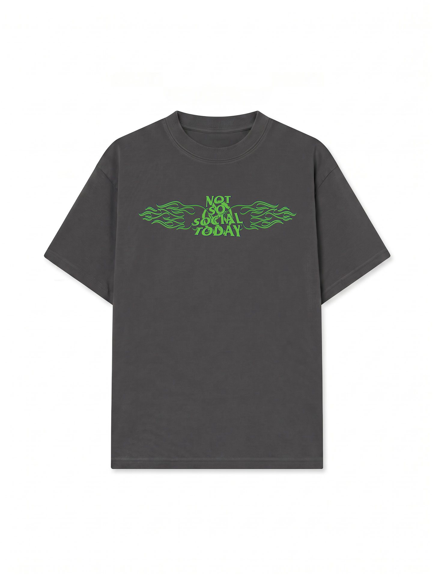 Áo Thun Relaxed Fit Not So Social Today Green Fire