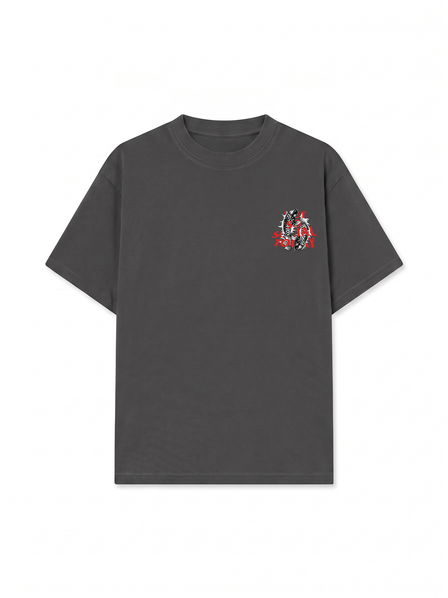 Áo Thun Relaxed Fit Not So Social Today Dark Koi Harmony