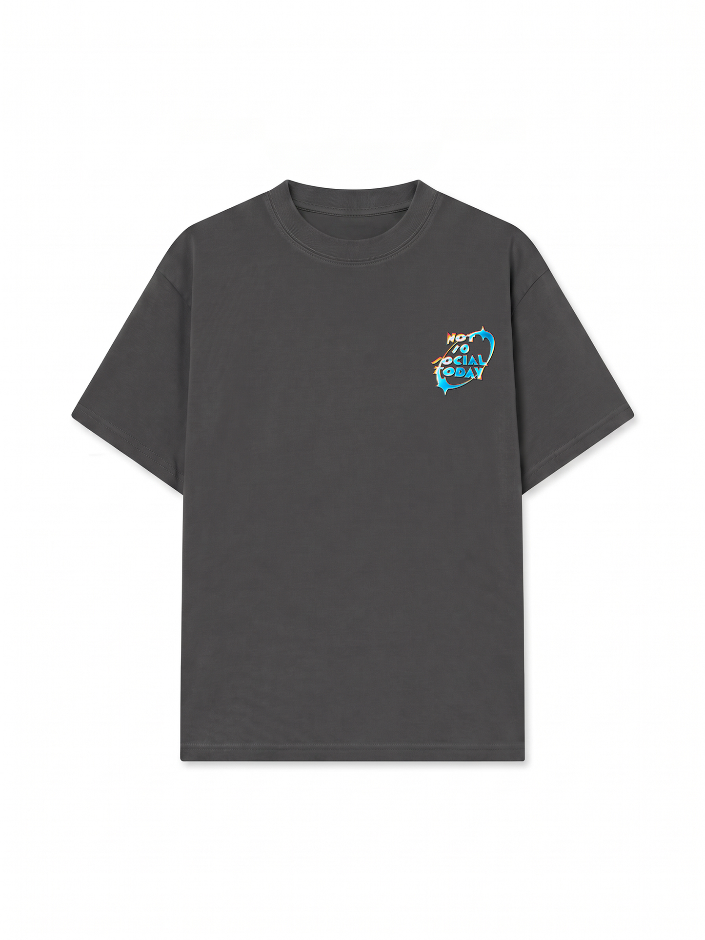 Áo Thun Relaxed Fit Not So Social Today Neon Holographic