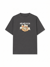 Áo Thun Relaxed Fit Hội Mèo Mê Pizza