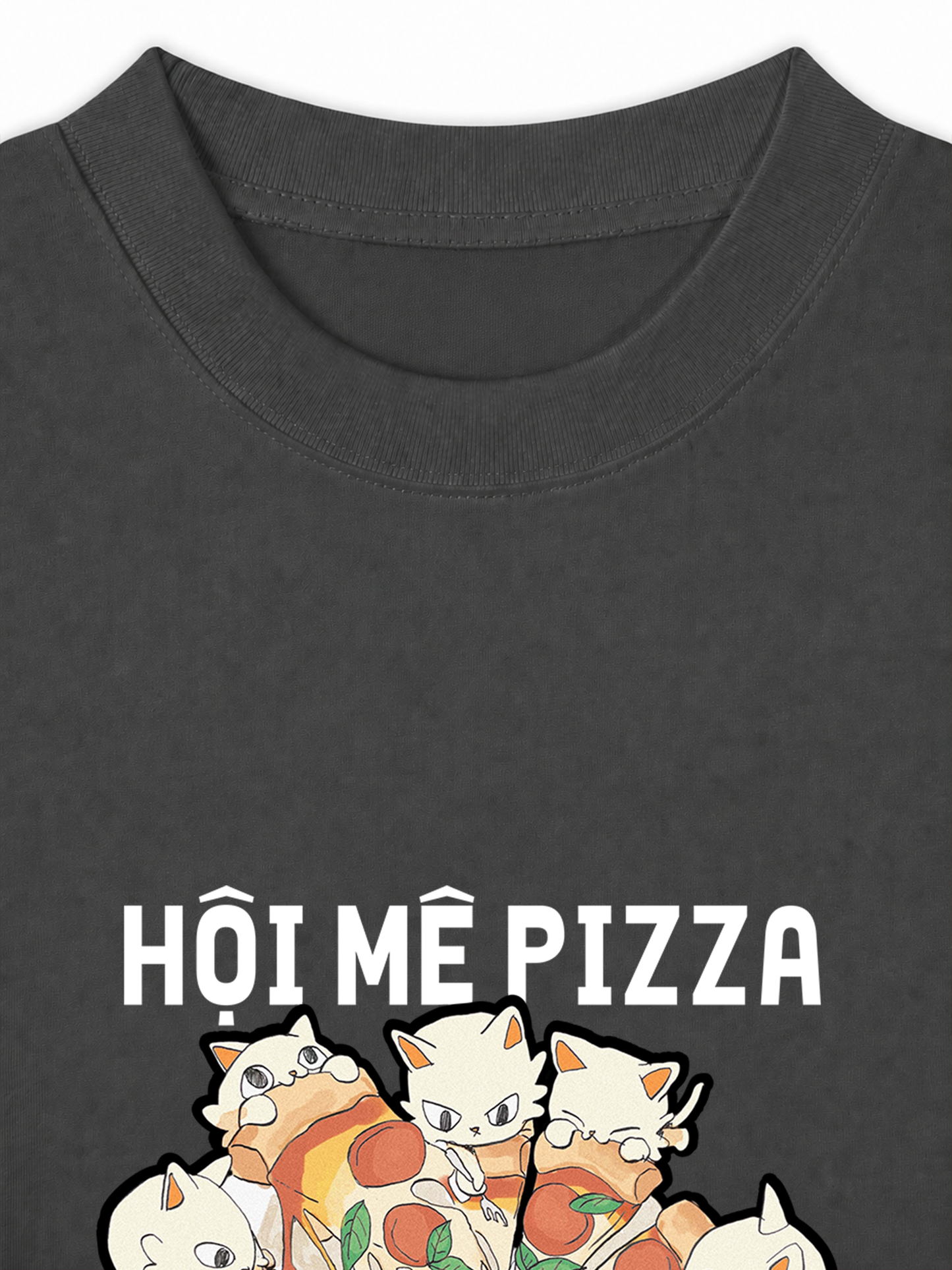 Áo Thun Relaxed Fit Hội Mèo Mê Pizza