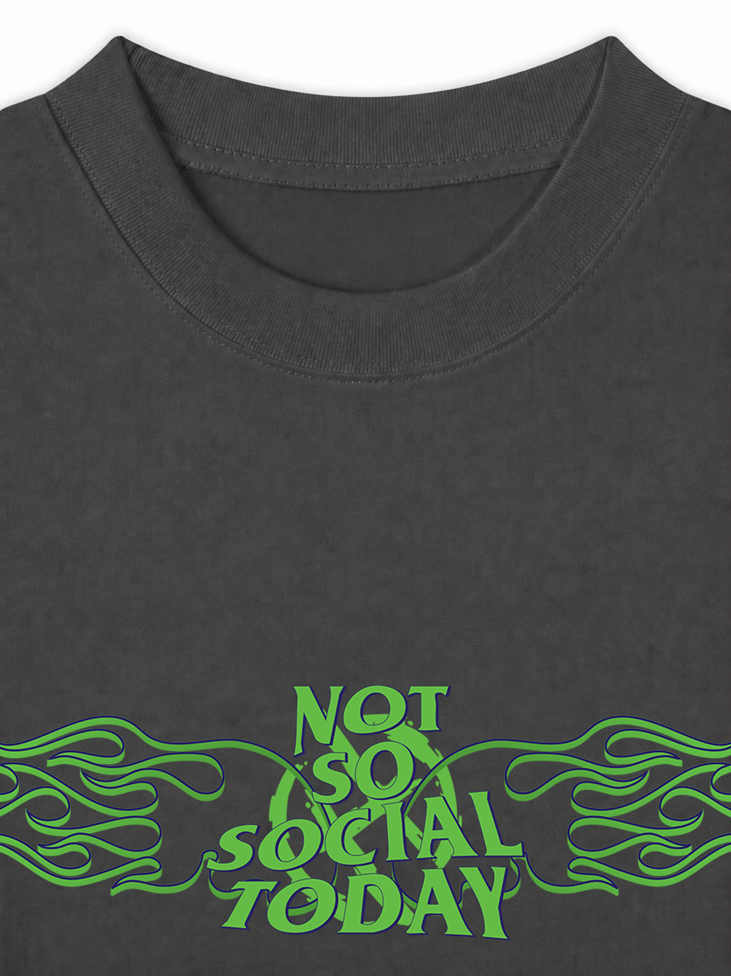 Áo Thun Relaxed Fit Not So Social Today Green Fire