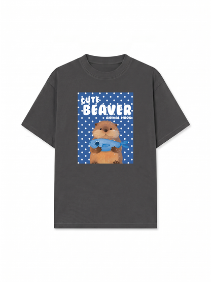 Áo Thun Relaxed Fit Animal Cute Beaver