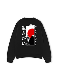 Áo Sweater Nỉ Hai Da Ikigai Fuji & Rising Sun