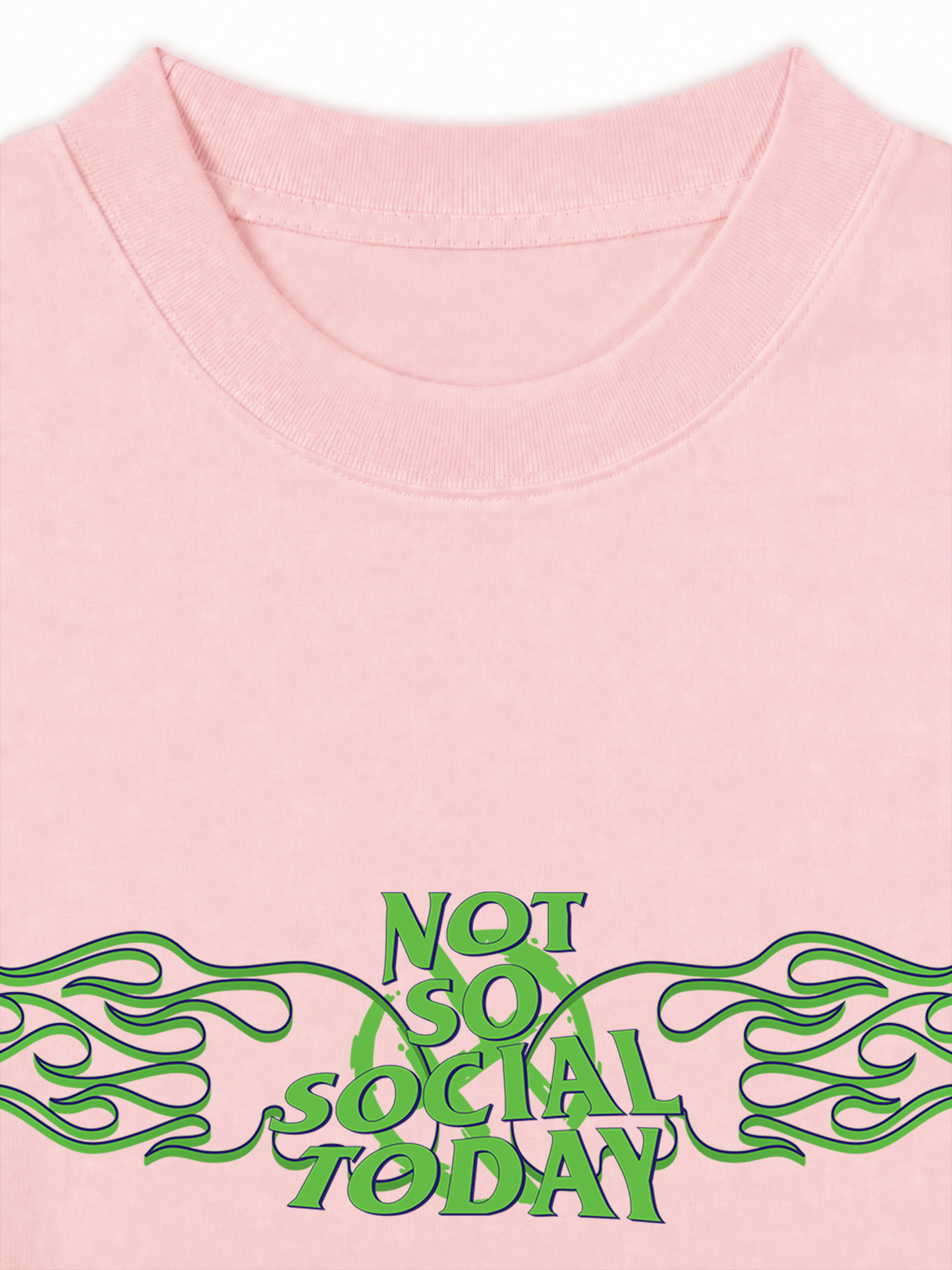 Áo Thun Relaxed Fit Not So Social Today Green Fire