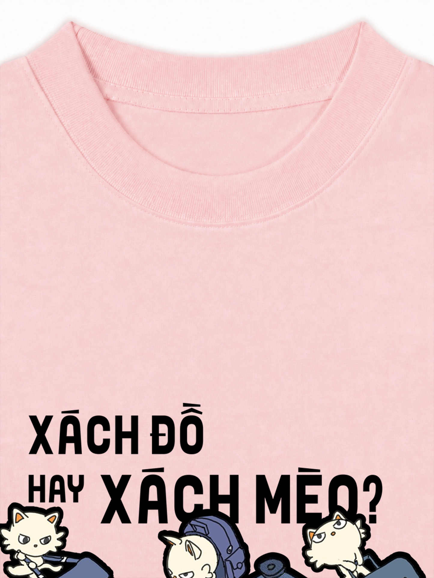 Áo Thun Relaxed Fit Hội Mèo Xách Vali