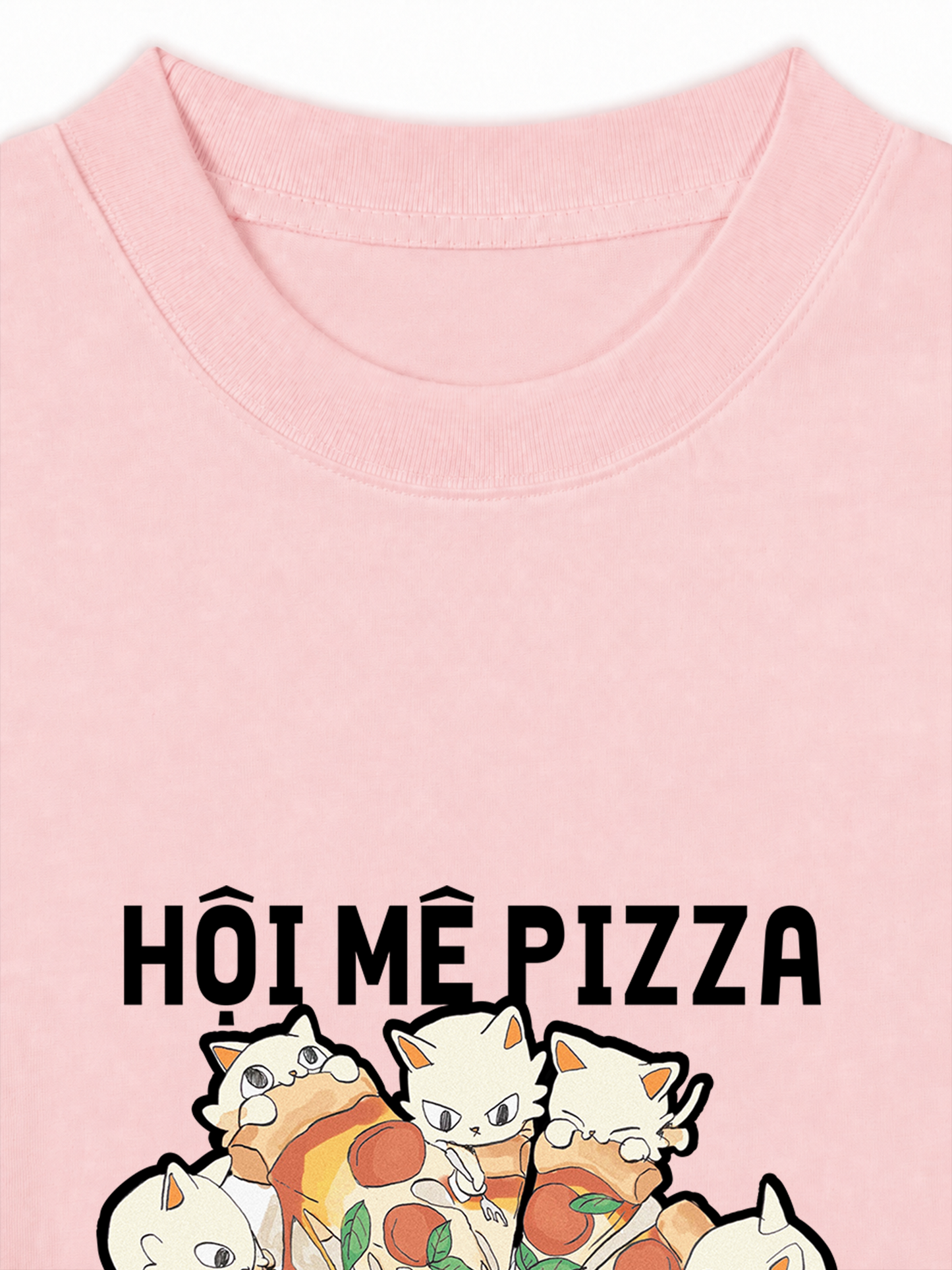 Áo Thun Relaxed Fit Hội Mèo Mê Pizza
