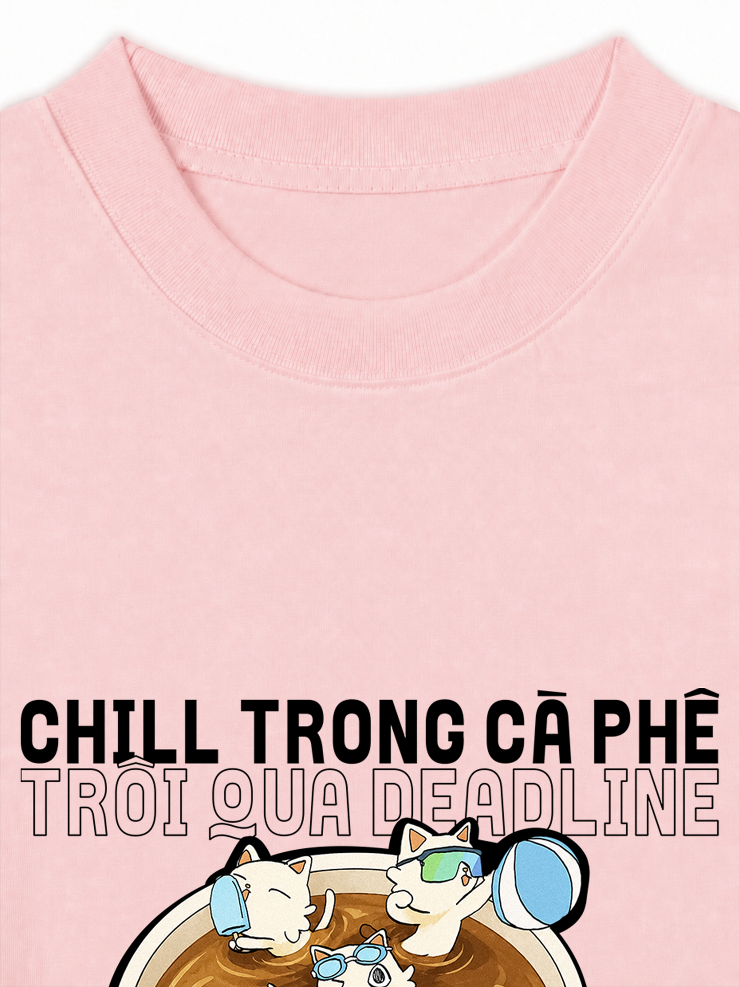 Áo Thun Relaxed Fit Hội Mèo Chill trong Cà Phê