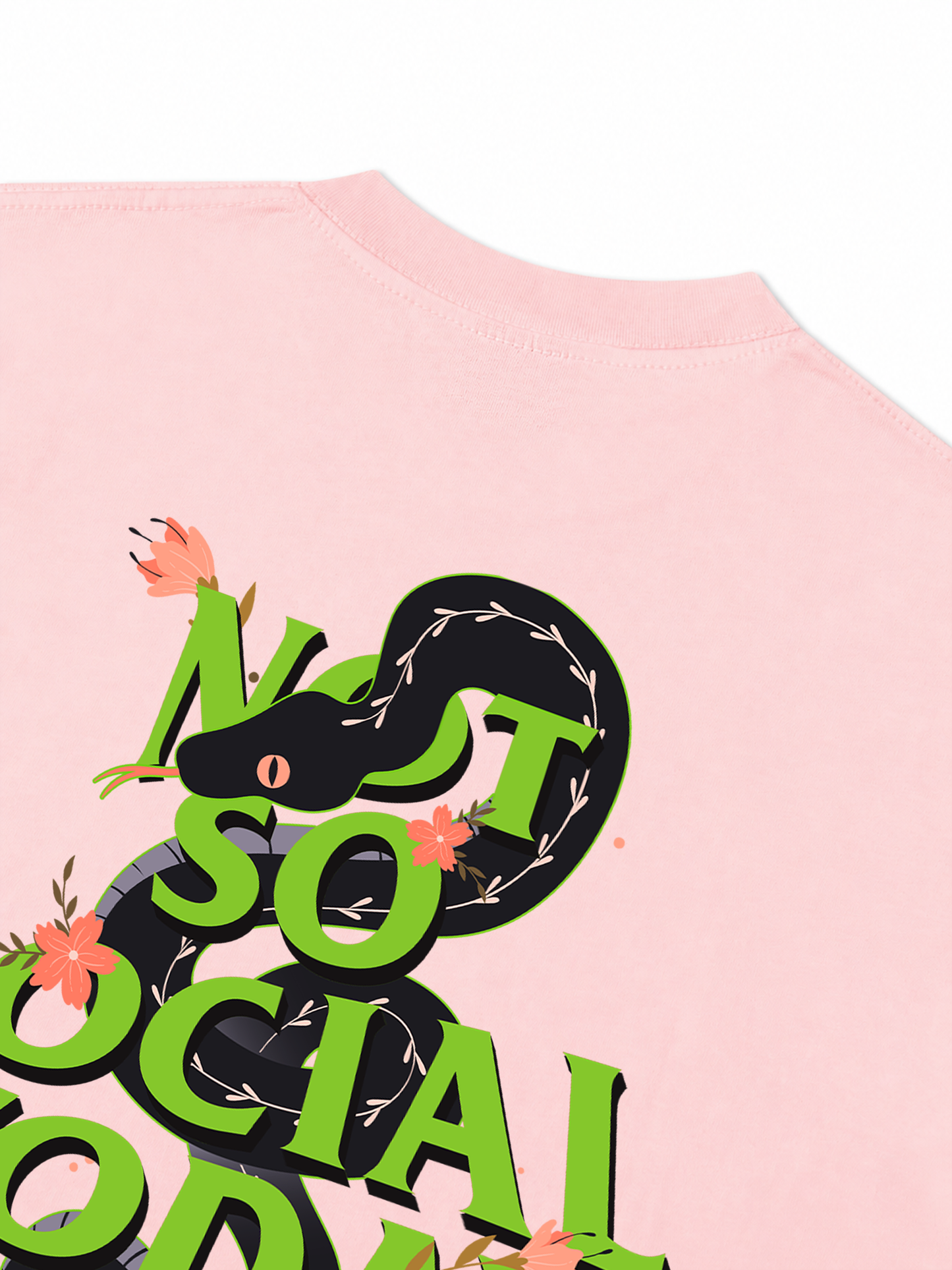 Áo Thun Relaxed Fit Not So Social Today Cherry Snake