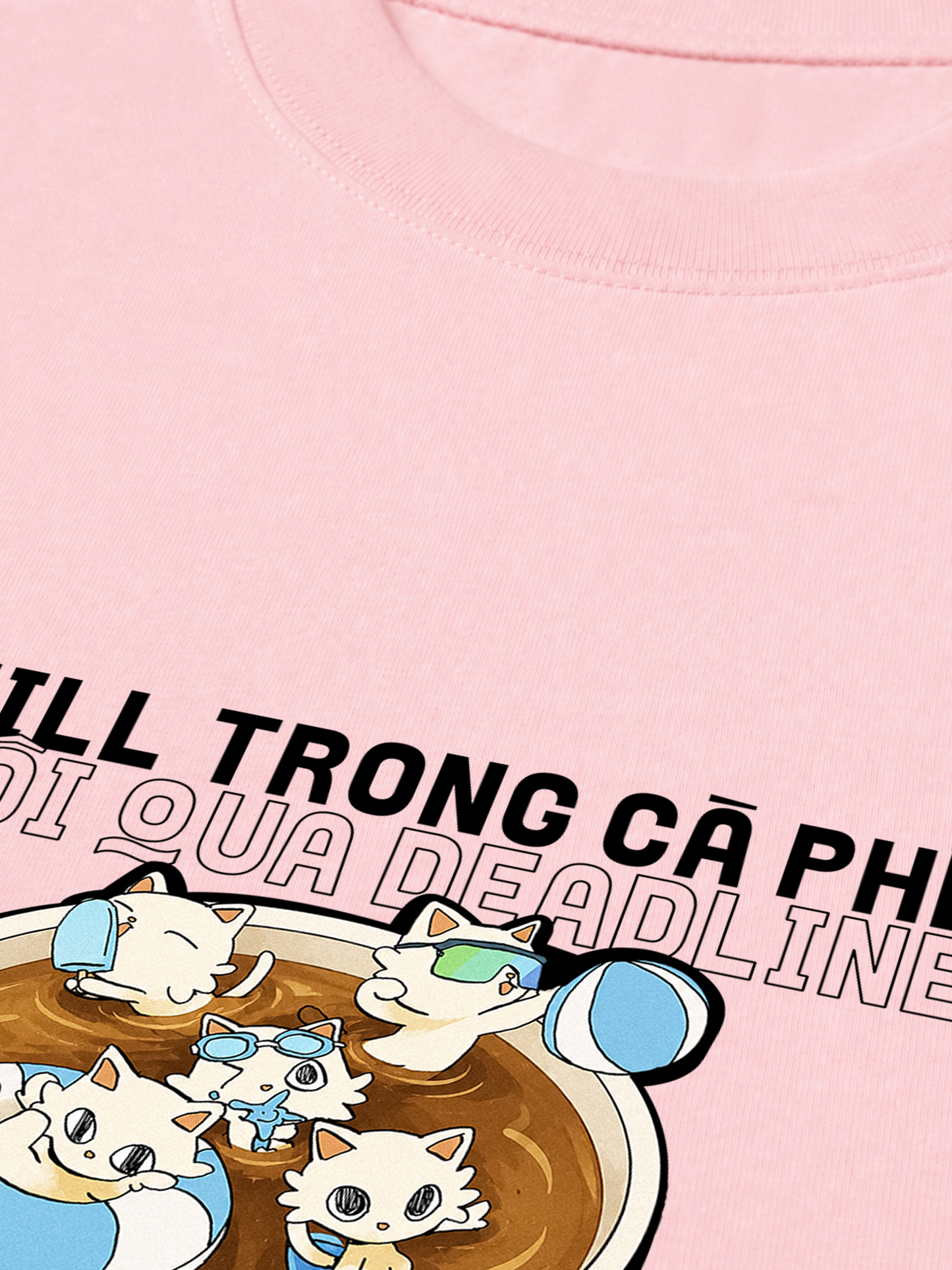 Áo Thun Relaxed Fit Hội Mèo Chill trong Cà Phê