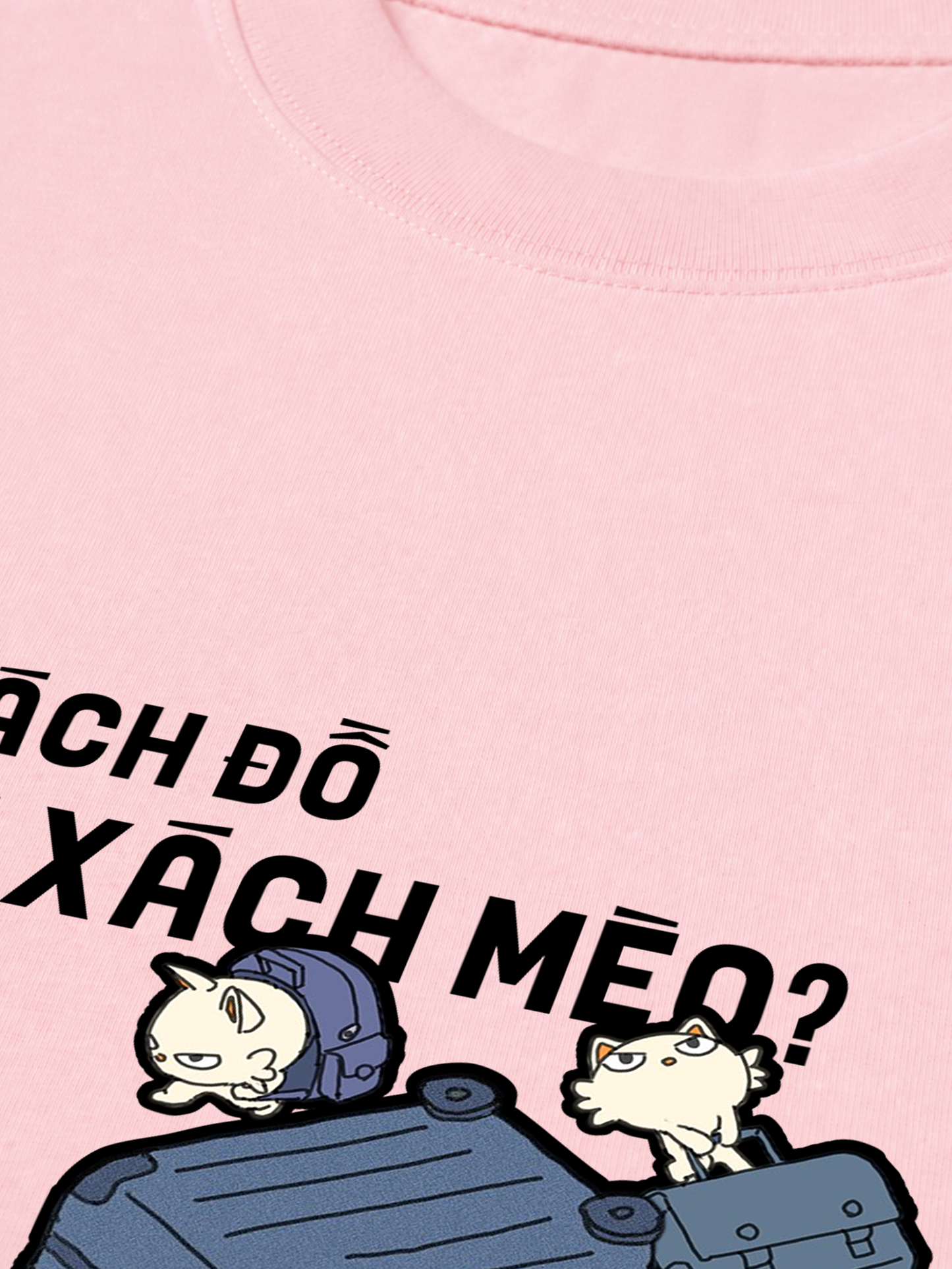 Áo Thun Relaxed Fit Hội Mèo Xách Vali