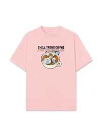 Áo Thun Relaxed Fit Hội Mèo Chill trong Cà Phê