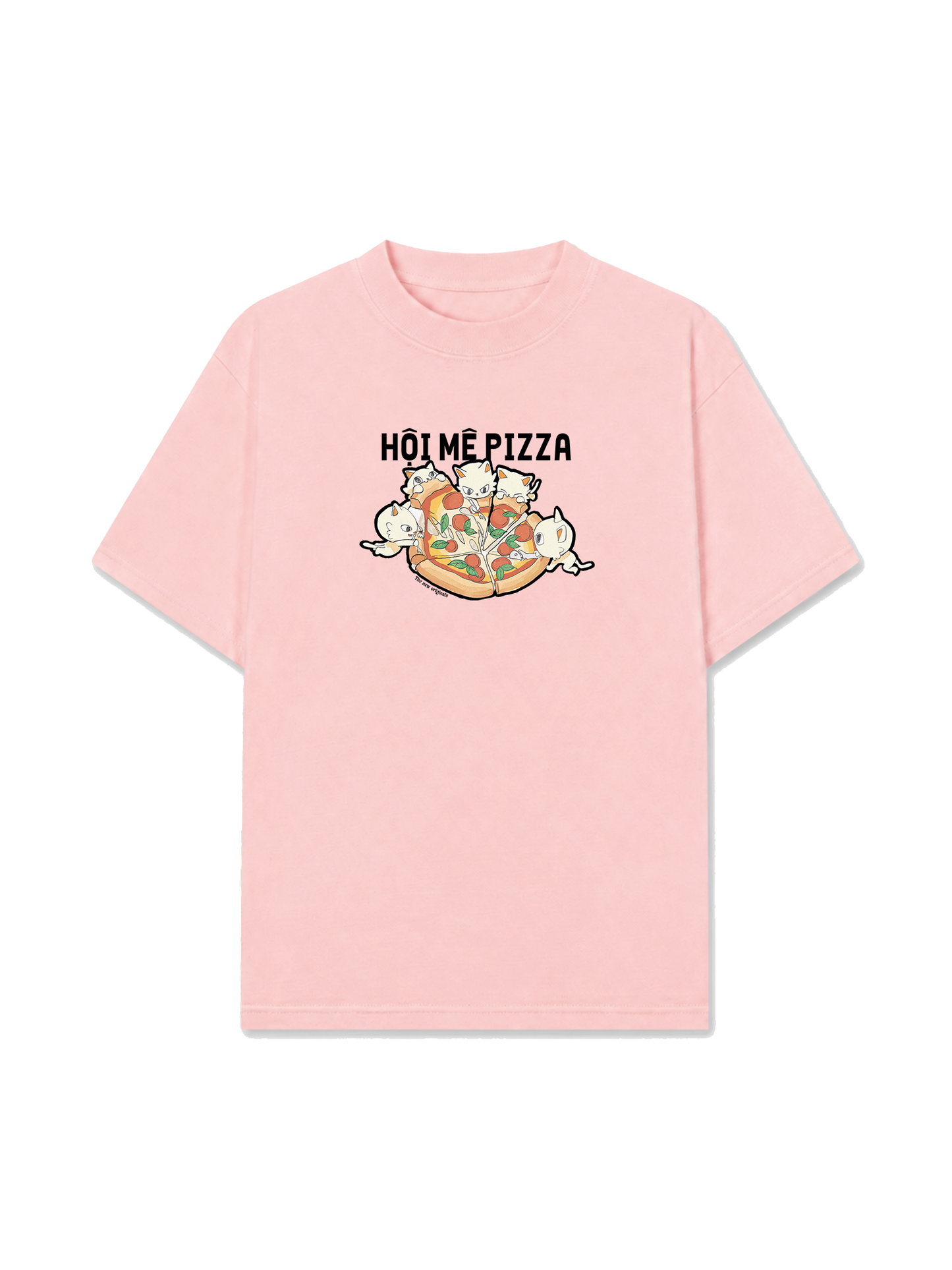Áo Thun Relaxed Fit Hội Mèo Mê Pizza