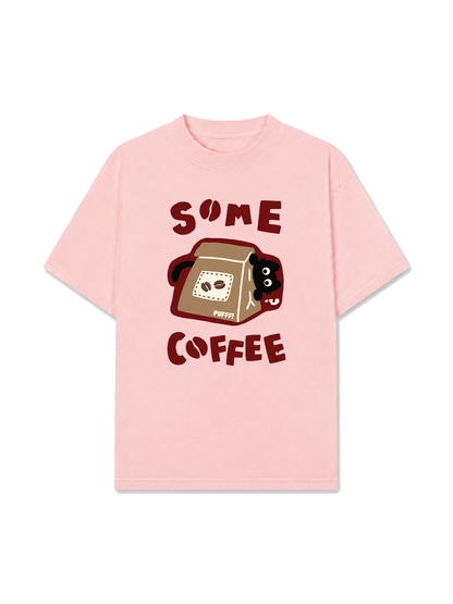 Áo Thun Relaxed Fit Coffee Some Coffee Cute Cat