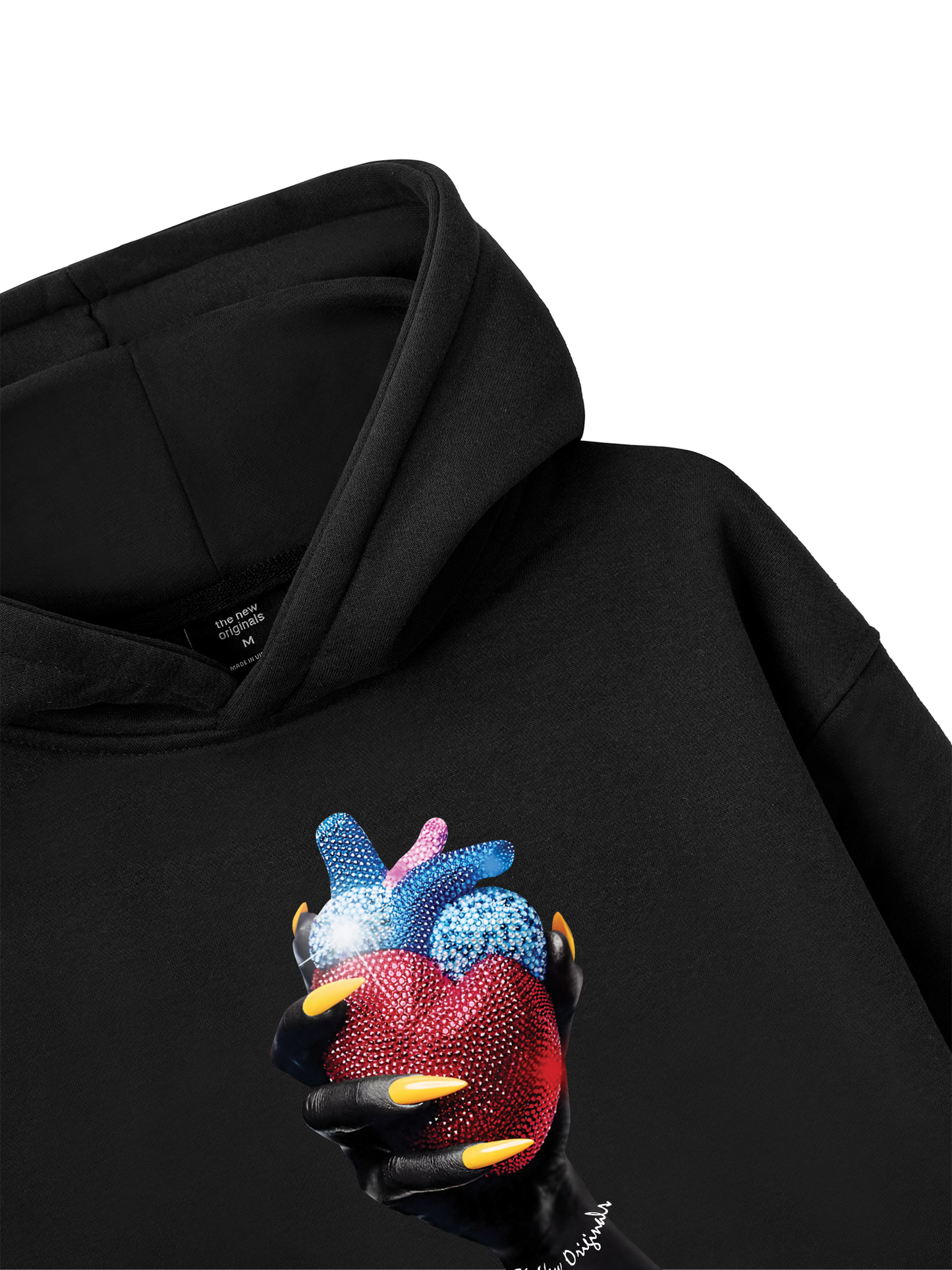 Handheld colorful rhinestone art heart Hoodie