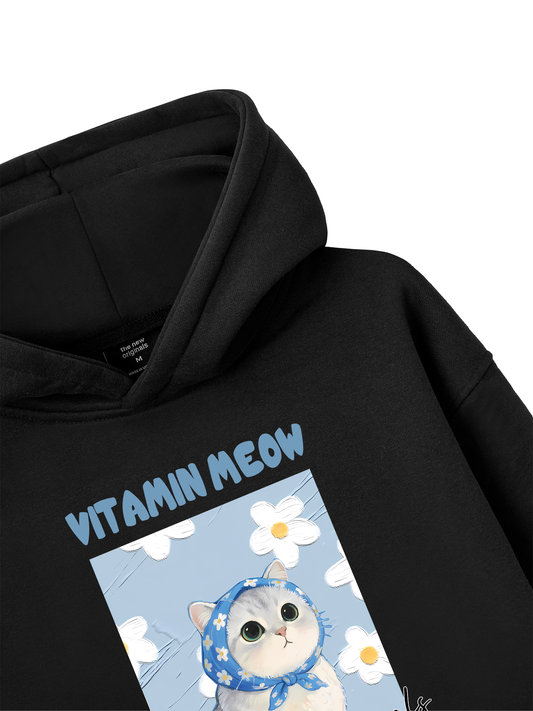 Áo Hoodie Nỉ Bông Flower With Meow