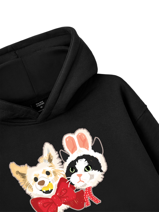 Animal Mood Bestie Puppy And Meow Hoodie