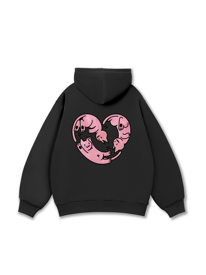 Áo Hoodie Nỉ Bông Meow Meow Heart